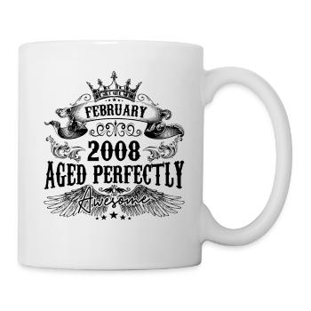 2008 | Februar Aged Perfectly 2008 Geburtstagsgeschenk - Tasse - Weiß - Rechts