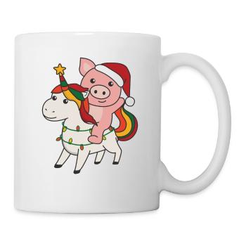 Cochon de Noël Joyeux Licorne de Noël - Mug blanc - blanc - Droite