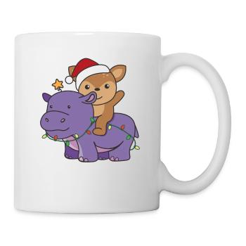 Weihnachts Hippo Reh frohe Weihnachten Hippo Rehe - Tasse - Weiß - Rechts