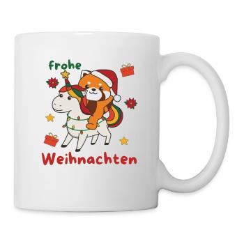 Weihnachts Roter Panda frohe Weihnachten Einhorn - Tasse - Weiß - Rechts
