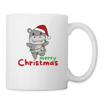 Hippo Merry Christmas Winter Animals Hippos - Mug - white - Right