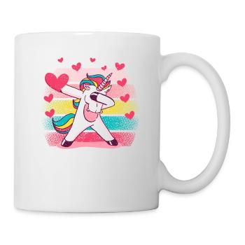 Lustige Dabbing Einhorn Liebhaber Herz Valentin - Tasse - Weiß - Rechts