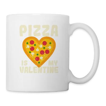Pizza Is My Valentine Love Heart Valentine's Day - Mug - white - Right