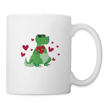 Valentinstag Dinosaurier Trex Valentinstag Liebe - Tasse - Weiß - Rechts