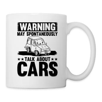 Voiture - Avertissement Peut parler spontanément de voitures - Mug blanc - blanc - Droite