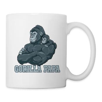 Gorilla Papa Vater und Baby Papa Vatertag - Tasse - Weiß - Rechts