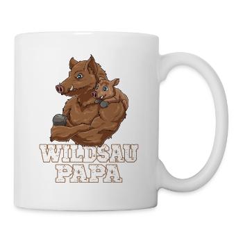 Wildschwein Vatertag Papa Vater und Baby - Tasse - Weiß - Rechts