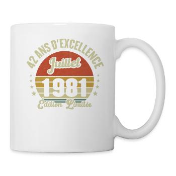 Juillet 1981 42 Ans Anniversaire Vintage Cadeau - Mug blanc - blanc - Droite