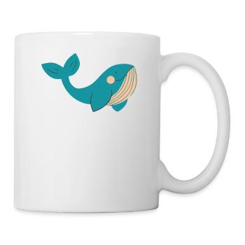 Douce grosse baleine bleue nageant dans la mer - Mug blanc - blanc - Droite