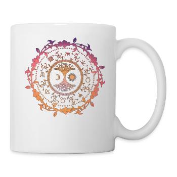 Wicca-Kompass - Baum des Lebens & Astrologie-Design - Tasse - Weiß - Rechts