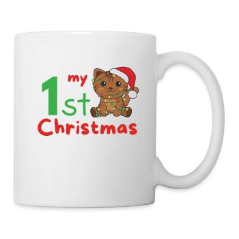 Chat de Noël Chats mon 1er Noël - Mug blanc - blanc - Droite