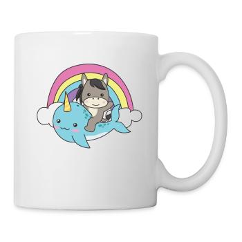 Narval Donkey Ocean Unicorn kawaii Arc-en-ciel - Mug blanc - blanc - Droite
