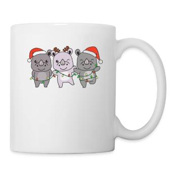 Nashorn Weihnachten Weihnachtstiere süße Tiere - Tasse - Weiß - Rechts