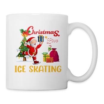 Eislaufen Eiskunstlauf Santa Weihnachten Liebe - Tasse - Weiß - Rechts