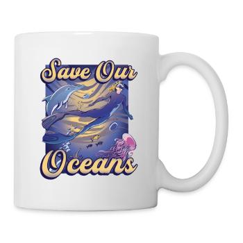 Rettet Unsere Ozeane, Sporttauchen - Tasse - Weiß - Rechts