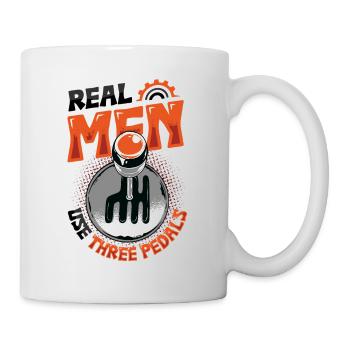 Echte Männer Verwenden Drei Pedale Auto Schalten - Tasse - Weiß - Rechts