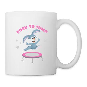 Lustiges und Süßes Trampolin Design mit Hase für - Tasse - Weiß - Rechts