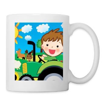 Green Tractor Birthday Farm Animals - Mug - white - Right