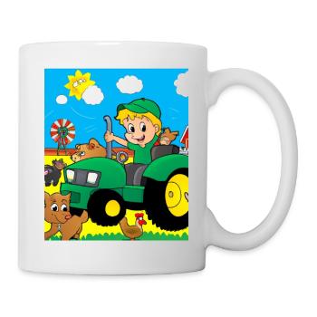 Green Tractor Birthday Farm Animals - Mug - white - Right