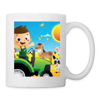 Green Tractor Birthday Farm Animals - Mug - white - Right