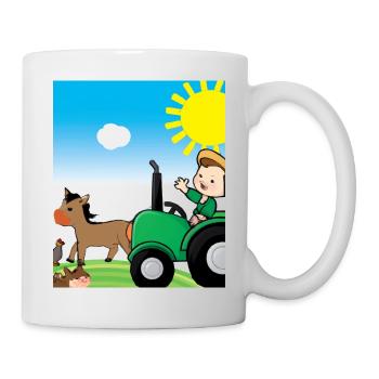 Green Tractor Birthday Farm Animals - Mug - white - Right