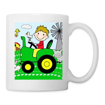 Green Tractor Birthday Farm Animals - Mug - white - Right