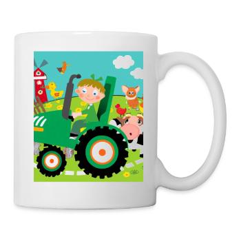 Green Tractor Birthday Farm Animals - Mug - white - Right