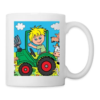 Green Tractor Birthday Farm Animals - Mug - white - Right