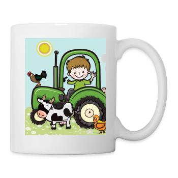 Green Tractor Birthday Farm Animals - Mug - white - Right