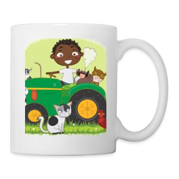 Green Tractor Birthday Farm Animals - Mug - white - Right