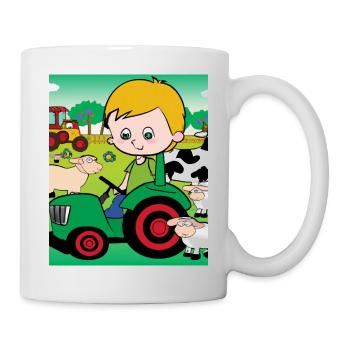 Green Tractor Birthday Farm Animals - Mug - white - Right