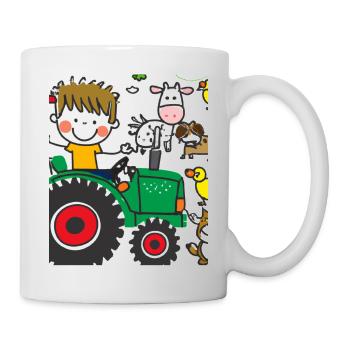 Green Tractor Birthday Farm Animals - Mug - white - Right