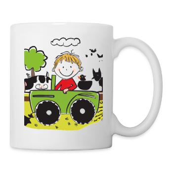Green Tractor Birthday Farm Animals - Mug - white - Right