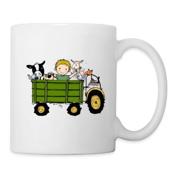 Green Tractor Birthday Farm Animals - Mug - white - Right