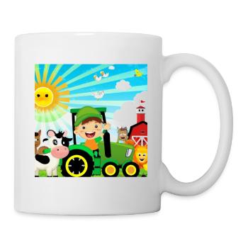 Green Tractor Birthday Farm Animals - Mug - white - Right