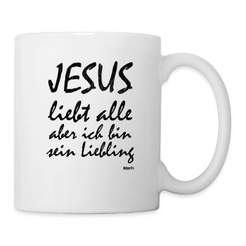 Jesus liebt alle, aber ich bin sein Liebling - Tasse - Weiß - Rechts