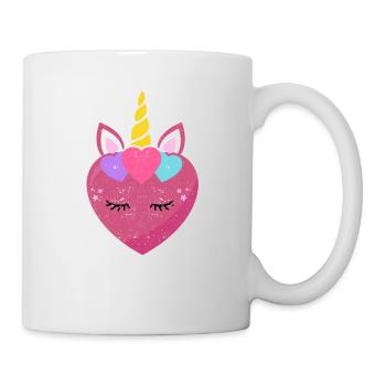 Mignon cœur de licorne Licornes de Saint-Valentin - Mug blanc - blanc - Droite