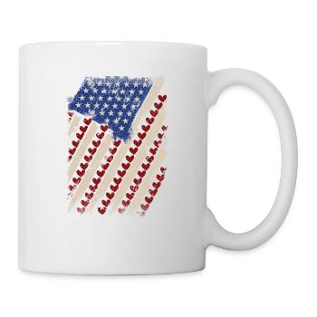 Valentine's Day American Flag Hearts USA Love - Mug - white - Right