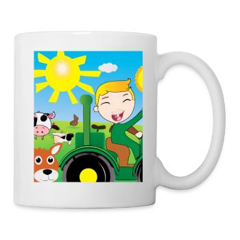 Green Tractor Birthday Farm Animals - Mug - white - Right