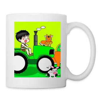 Green Tractor Birthday Farm Animals - Mug - white - Right