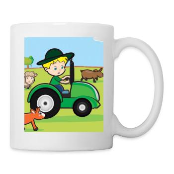 Green Tractor Birthday Farm Animals - Mug - white - Right