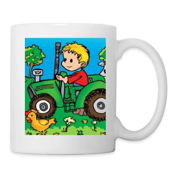 Green Tractor Birthday Farm Animals - Mug - white - Right
