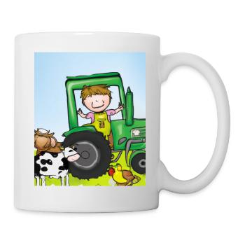 Green Tractor Birthday Farm Animals - Mug - white - Right