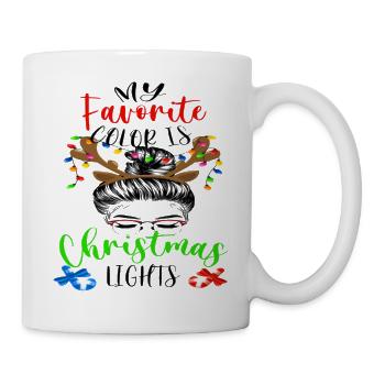 Ma couleur préférée est le chignon désordonné des lumières de Noël - Mug blanc - blanc - Droite