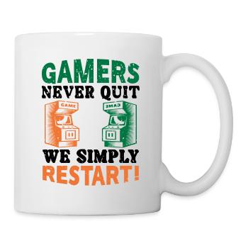 Gamers never quit - Tasse - Weiß - Rechts