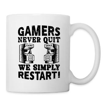 Gamers Never Quit Outfit - Tasse - Weiß - Rechts