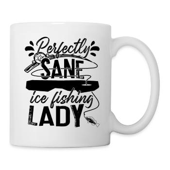 Parfaitement sain d’ Pêche sur glace Dame Pêcheuse Pêcheur - Mug blanc - blanc - Droite