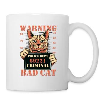 Warnung Bad Cat Mug Shot Katze - Tasse - Weiß - Rechts