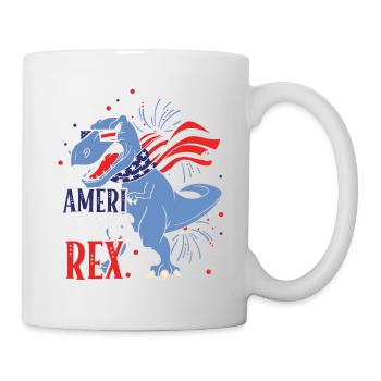 Ameri Saurus Rex 4 juillet Dinosaure Indépendance - Mug blanc - blanc - Droite