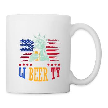 Protecteur de la bière Li-beer 4 juillet Jour de l’indépendance - Mug blanc - blanc - Droite